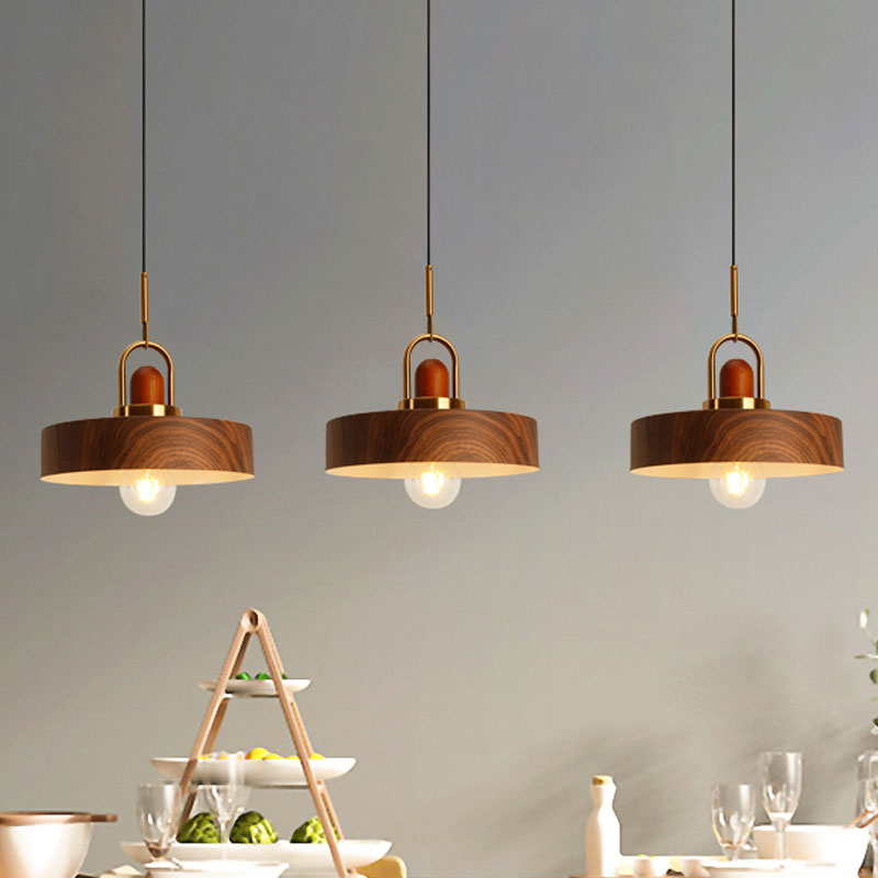 Rustic Style Hanging Light Wood Single Light Brown Pendant Lamp for Living Room Kitchen Clearhalo 'Ceiling Lights' 'Modern Pendants' 'Modern' 'Pendant Lights' 'Pendants' Lighting' 1127793