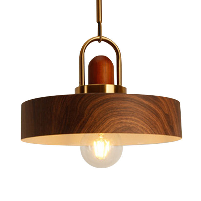 Rustic Style Hanging Light Wood Single Light Brown Pendant Lamp for Living Room Kitchen Clearhalo 'Ceiling Lights' 'Modern Pendants' 'Modern' 'Pendant Lights' 'Pendants' Lighting' 1127794