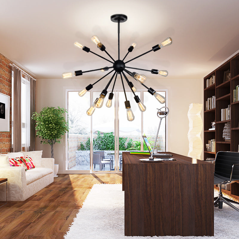 Sputnik Chandelier Pendant Light Nordic Metal 16 Lights Black Hanging Pendant Lamp Clearhalo 'Ceiling Lights' 'Chandeliers' 'Modern Chandeliers' 'Modern' Lighting' 112781