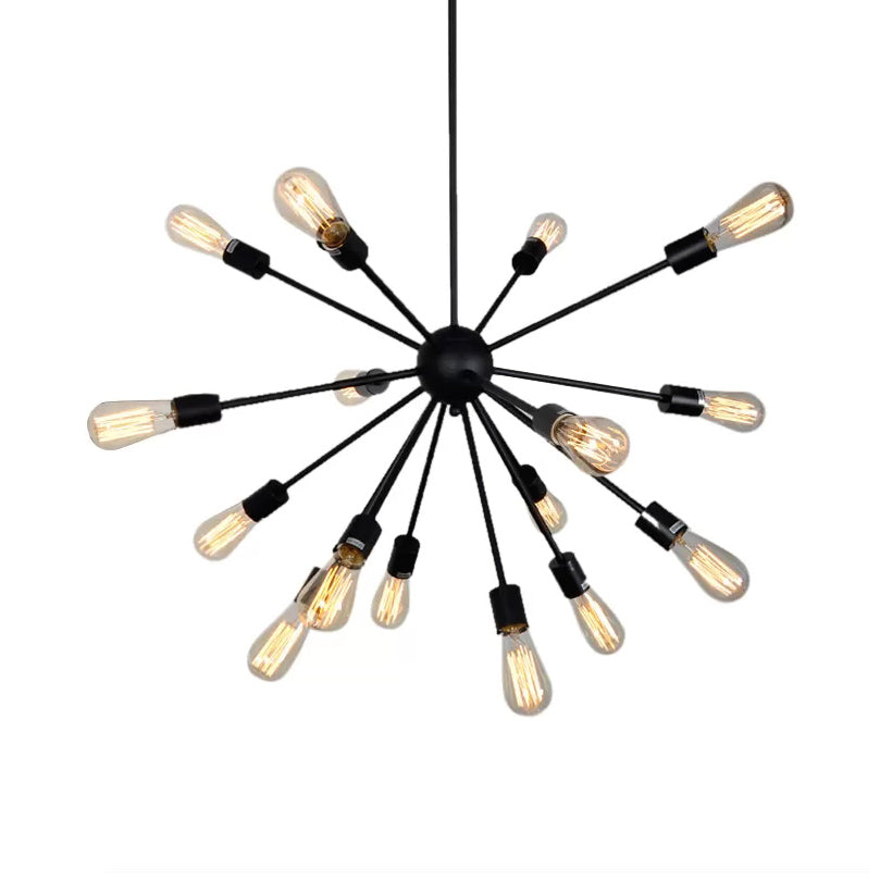 Sputnik Chandelier Pendant Light Nordic Metal 16 Lights Black Hanging Pendant Lamp Clearhalo 'Ceiling Lights' 'Chandeliers' 'Modern Chandeliers' 'Modern' Lighting' 112782