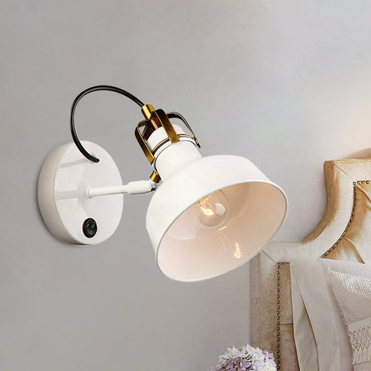 1 Light Small Barn Wall Light Contemporary Stylish Metal Sconce Light in White for Cottage Foyer White Clearhalo 'Cast Iron' 'Glass' 'Industrial' 'Modern wall lights' 'Modern' 'Tiffany' 'Traditional wall lights' 'Wall Lamps & Sconces' 'Wall Lights' Lighting' 1127830