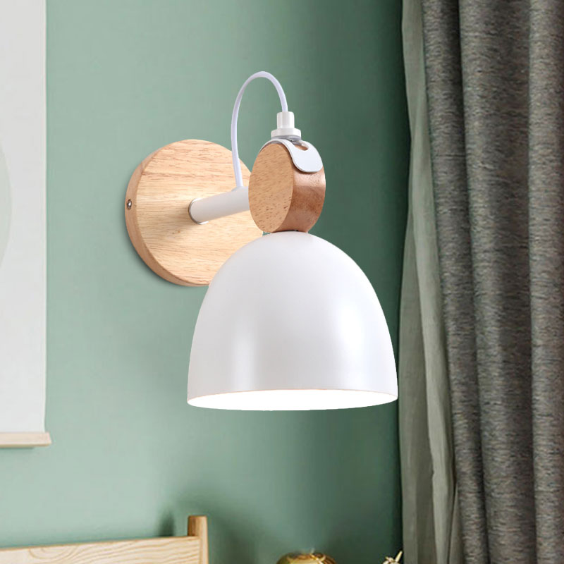 Angle Adjustable Dome Bedroom Wall Lighting Domed Shade One Light Nordic Wall Lamp White Clearhalo 'Cast Iron' 'Glass' 'Industrial' 'Modern wall lights' 'Modern' 'Tiffany' 'Traditional wall lights' 'Wall Lamps & Sconces' 'Wall Lights' Lighting' 1127835