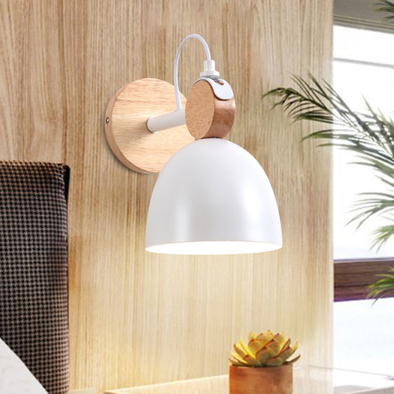 Angle Adjustable Dome Bedroom Wall Lighting Domed Shade One Light Nordic Wall Lamp Clearhalo 'Cast Iron' 'Glass' 'Industrial' 'Modern wall lights' 'Modern' 'Tiffany' 'Traditional wall lights' 'Wall Lamps & Sconces' 'Wall Lights' Lighting' 1127836