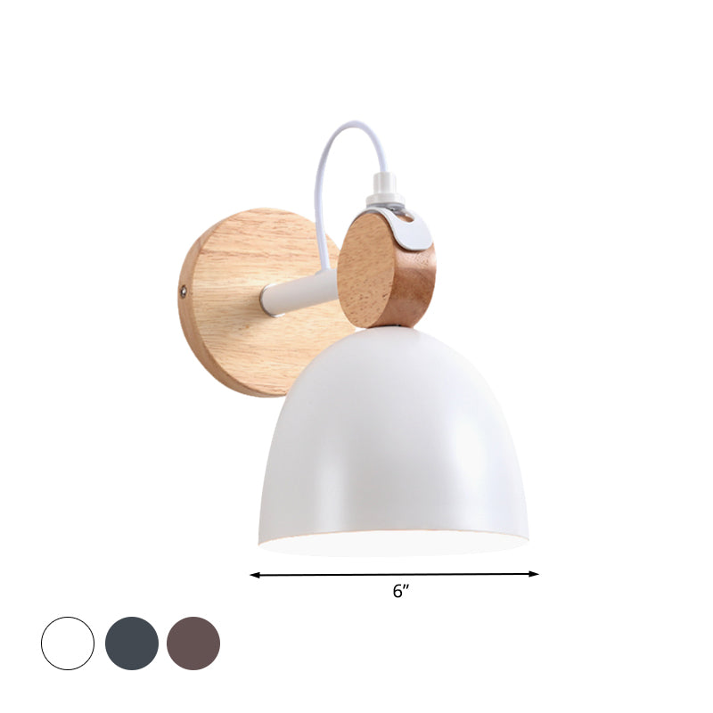 Angle Adjustable Dome Bedroom Wall Lighting Domed Shade One Light Nordic Wall Lamp Clearhalo 'Cast Iron' 'Glass' 'Industrial' 'Modern wall lights' 'Modern' 'Tiffany' 'Traditional wall lights' 'Wall Lamps & Sconces' 'Wall Lights' Lighting' 1127839