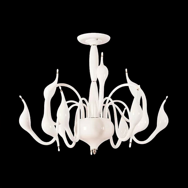 12/18 Lights Living Room Ceiling Chandelier with Swan Acrylic Shade White Suspension Pendant Clearhalo 'Ceiling Lights' 'Chandeliers' 'Modern Chandeliers' 'Modern' Lighting' 112784