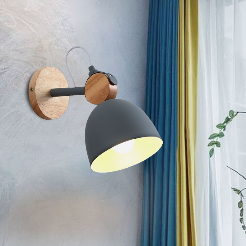 Angle Adjustable Dome Bedroom Wall Lighting Domed Shade One Light Nordic Wall Lamp Clearhalo 'Cast Iron' 'Glass' 'Industrial' 'Modern wall lights' 'Modern' 'Tiffany' 'Traditional wall lights' 'Wall Lamps & Sconces' 'Wall Lights' Lighting' 1127841