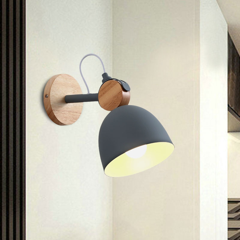 Angle Adjustable Dome Bedroom Wall Lighting Domed Shade One Light Nordic Wall Lamp Clearhalo 'Cast Iron' 'Glass' 'Industrial' 'Modern wall lights' 'Modern' 'Tiffany' 'Traditional wall lights' 'Wall Lamps & Sconces' 'Wall Lights' Lighting' 1127842