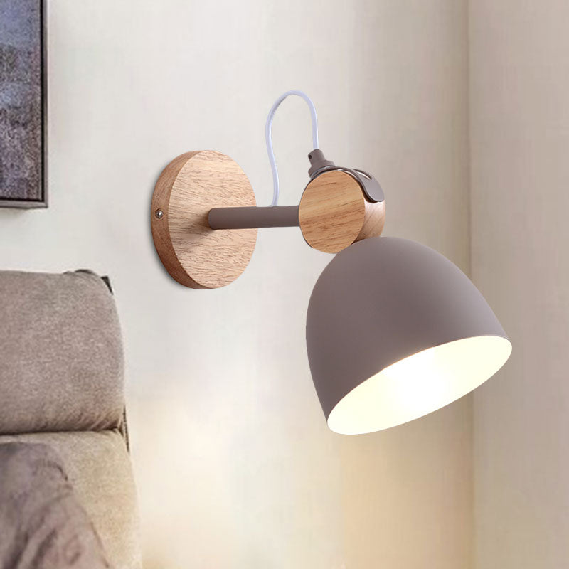 Angle Adjustable Dome Bedroom Wall Lighting Domed Shade One Light Nordic Wall Lamp Coffee Clearhalo 'Cast Iron' 'Glass' 'Industrial' 'Modern wall lights' 'Modern' 'Tiffany' 'Traditional wall lights' 'Wall Lamps & Sconces' 'Wall Lights' Lighting' 1127844