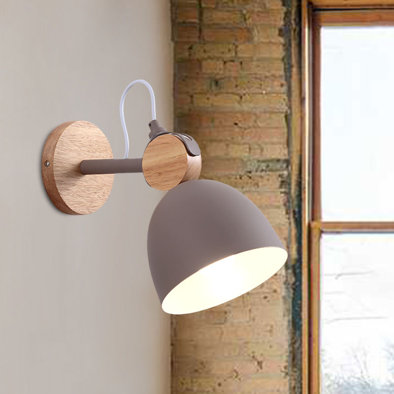 Angle Adjustable Dome Bedroom Wall Lighting Domed Shade One Light Nordic Wall Lamp Clearhalo 'Cast Iron' 'Glass' 'Industrial' 'Modern wall lights' 'Modern' 'Tiffany' 'Traditional wall lights' 'Wall Lamps & Sconces' 'Wall Lights' Lighting' 1127845