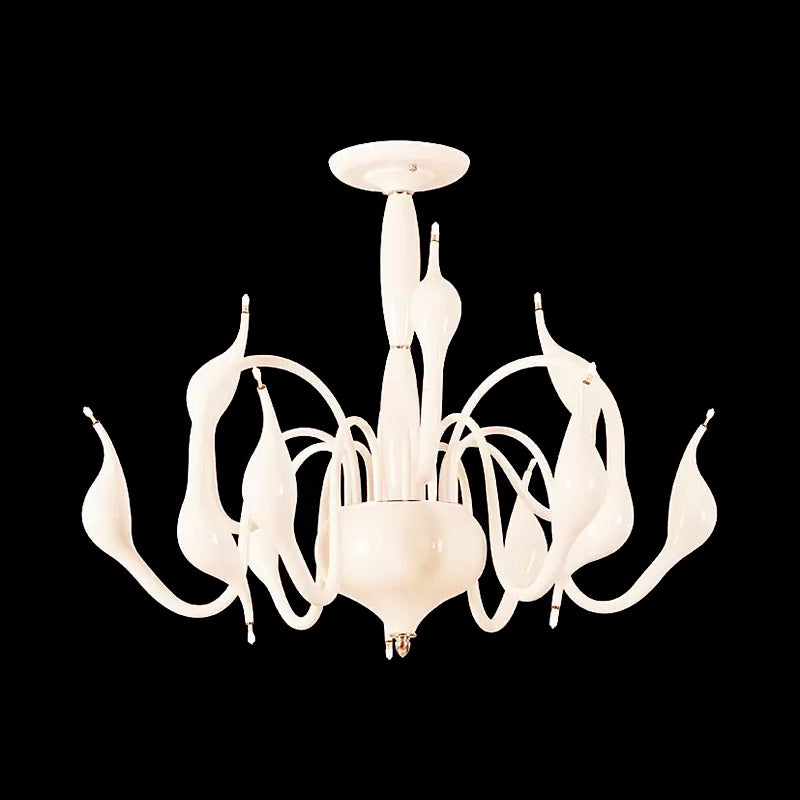 12/18 Lights Living Room Ceiling Chandelier with Swan Acrylic Shade White Suspension Pendant Clearhalo 'Ceiling Lights' 'Chandeliers' 'Modern Chandeliers' 'Modern' Lighting' 112785