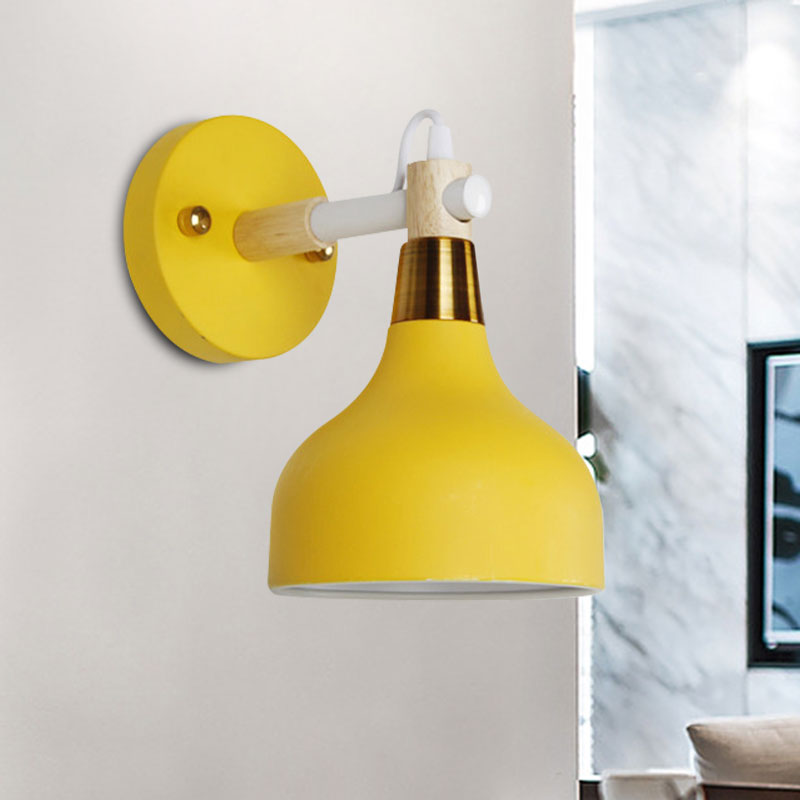 Angle Adjustable Metal Onion Wall Light 1 Light Nordic Sconce Lighting in Candy Color for Bathroom Yellow Clearhalo 'Cast Iron' 'Glass' 'Industrial' 'Modern wall lights' 'Modern' 'Tiffany' 'Traditional wall lights' 'Wall Lamps & Sconces' 'Wall Lights' Lighting' 1127861