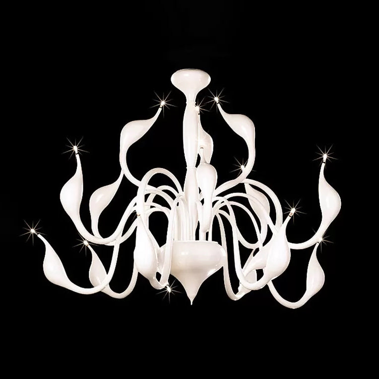 12/18 Lights Living Room Ceiling Chandelier with Swan Acrylic Shade White Suspension Pendant Clearhalo 'Ceiling Lights' 'Chandeliers' 'Modern Chandeliers' 'Modern' Lighting' 112788