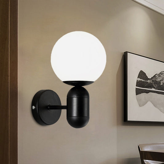 White Globe Shade Wall Lamp with Capsule Body Modern Metal & Glass Wall Light for Meeting Room Clearhalo 'Cast Iron' 'Glass' 'Industrial' 'Modern wall lights' 'Modern' 'Tiffany' 'Traditional wall lights' 'Wall Lamps & Sconces' 'Wall Lights' Lighting' 1127887
