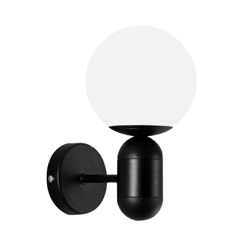 White Globe Shade Wall Lamp with Capsule Body Modern Metal & Glass Wall Light for Meeting Room Clearhalo 'Cast Iron' 'Glass' 'Industrial' 'Modern wall lights' 'Modern' 'Tiffany' 'Traditional wall lights' 'Wall Lamps & Sconces' 'Wall Lights' Lighting' 1127889