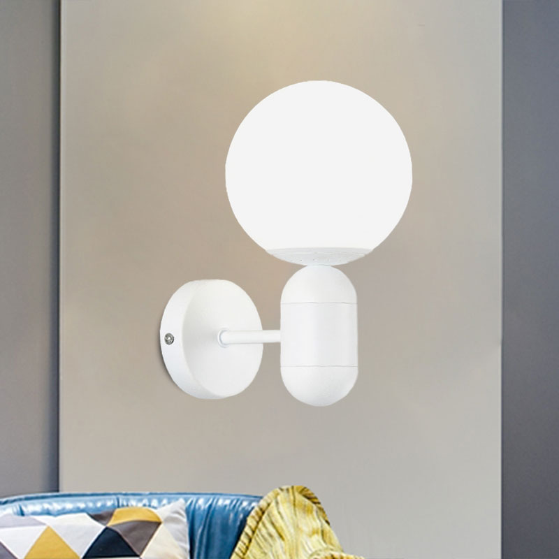 White Globe Shade Wall Lamp with Capsule Body Modern Metal & Glass Wall Light for Meeting Room Clearhalo 'Cast Iron' 'Glass' 'Industrial' 'Modern wall lights' 'Modern' 'Tiffany' 'Traditional wall lights' 'Wall Lamps & Sconces' 'Wall Lights' Lighting' 1127892