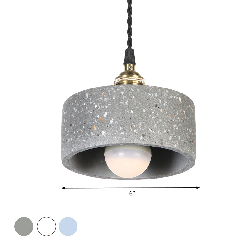 Minimalist Undertint Pendant Light Drum Shaped Single Head Cement Suspension Light for Kitchen Clearhalo 'Ceiling Lights' 'Modern Pendants' 'Modern' 'Pendant Lights' 'Pendants' Lighting' 1127899