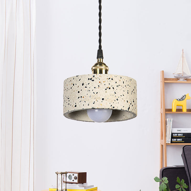 Minimalist Undertint Pendant Light Drum Shaped Single Head Cement Suspension Light for Kitchen Clearhalo 'Ceiling Lights' 'Modern Pendants' 'Modern' 'Pendant Lights' 'Pendants' Lighting' 1127901