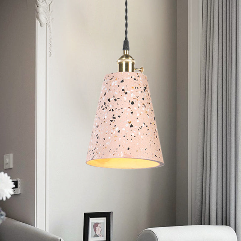 Tapered Shade Hanging Light 1 Light Contemporary Cement Pendant Ceiling Light for Cafe Pink Clearhalo 'Ceiling Lights' 'Modern Pendants' 'Modern' 'Pendant Lights' 'Pendants' Lighting' 1127913