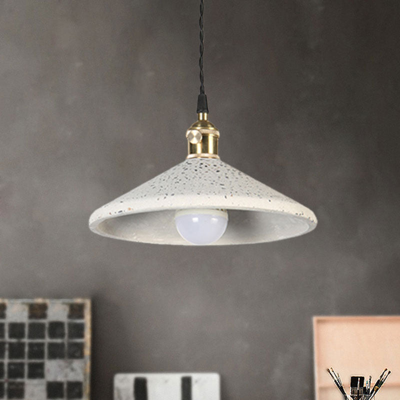 Single Head Pyramid Suspension Light Contemporary Cement Hanging Lamp for Workshop Bar White Clearhalo 'Ceiling Lights' 'Modern Pendants' 'Modern' 'Pendant Lights' 'Pendants' Lighting' 1127939