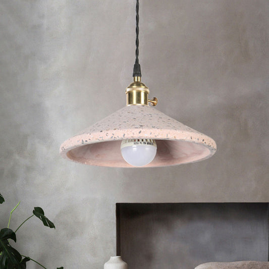 Single Head Pyramid Suspension Light Contemporary Cement Hanging Lamp for Workshop Bar Pink Clearhalo 'Ceiling Lights' 'Modern Pendants' 'Modern' 'Pendant Lights' 'Pendants' Lighting' 1127943