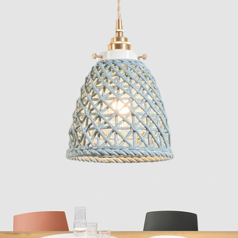 Contemporary Ceiling Pendant Light Dome Basket One Bulb Ceramics Hanging Light for Gallery Grey Clearhalo 'Ceiling Lights' 'Modern Pendants' 'Modern' 'Pendant Lights' 'Pendants' Lighting' 1127965