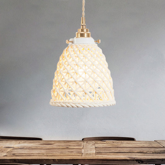 Contemporary Ceiling Pendant Light Dome Basket One Bulb Ceramics Hanging Light for Gallery White Clearhalo 'Ceiling Lights' 'Modern Pendants' 'Modern' 'Pendant Lights' 'Pendants' Lighting' 1127970