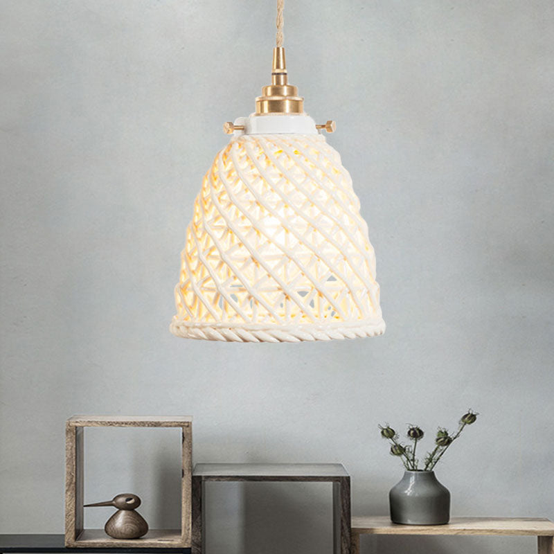 Contemporary Ceiling Pendant Light Dome Basket One Bulb Ceramics Hanging Light for Gallery Clearhalo 'Ceiling Lights' 'Modern Pendants' 'Modern' 'Pendant Lights' 'Pendants' Lighting' 1127971