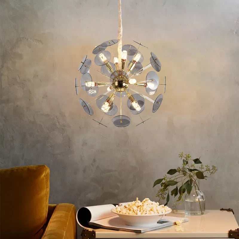 Globe Pendant Chandelier Nordic Metal LED Grey/White/Sky Blue Hanging Pendant Lamp with Adjustable Cord Grey Clearhalo 'Ceiling Lights' 'Chandeliers' 'Glass shade' 'Glass' 'Modern Chandeliers' 'Modern' Lighting' 112824