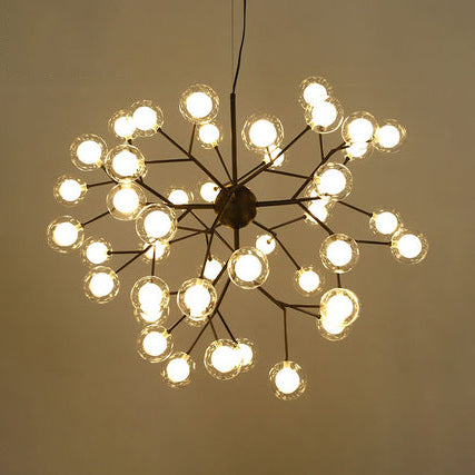 Branching Chandelier Light with Clear Glass Ball Shade Modern Style 9/27 Bulbs Black/White Ceiling Light Fixture Clearhalo 'Ceiling Lights' 'Chandeliers' 'Modern Chandeliers' 'Modern' Lighting' 112847