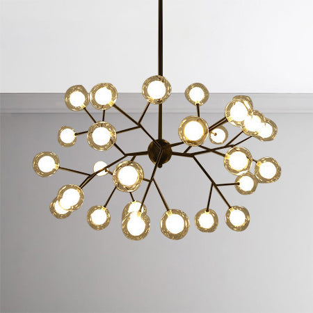 Branching Chandelier Light with Clear Glass Ball Shade Modern Style 9/27 Bulbs Black/White Ceiling Light Fixture 27 Black Clearhalo 'Ceiling Lights' 'Chandeliers' 'Modern Chandeliers' 'Modern' Lighting' 112848