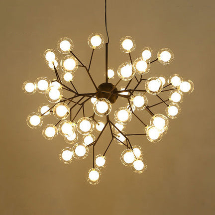 Branching Chandelier Light with Clear Glass Ball Shade Modern Style 9/27 Bulbs Black/White Ceiling Light Fixture 54 Black Clearhalo 'Ceiling Lights' 'Chandeliers' 'Modern Chandeliers' 'Modern' Lighting' 112851