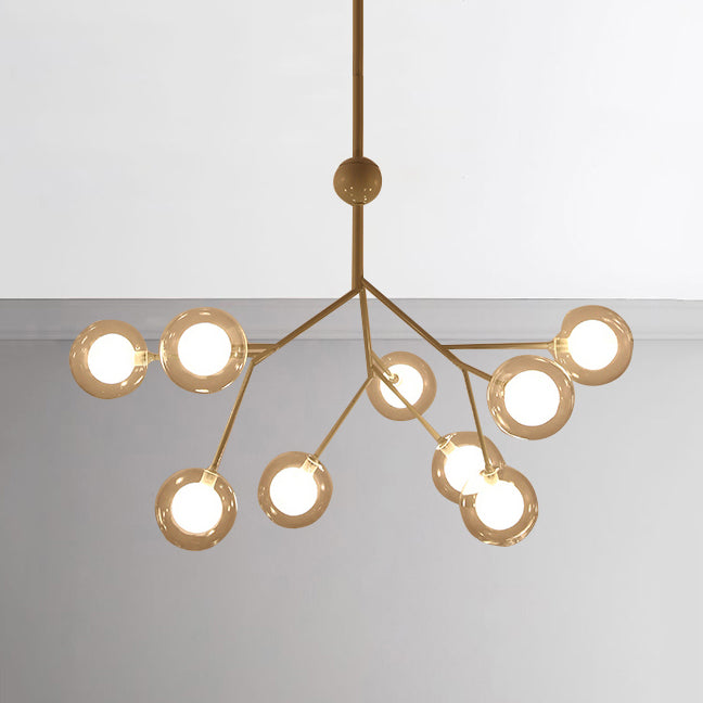 Branching Chandelier Light with Clear Glass Ball Shade Modern Style 9/27 Bulbs Black/White Ceiling Light Fixture Clearhalo 'Ceiling Lights' 'Chandeliers' 'Modern Chandeliers' 'Modern' Lighting' 112857