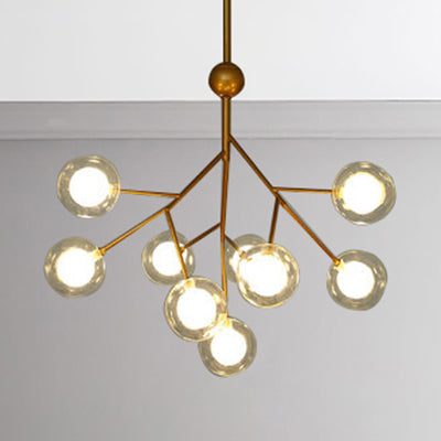 Branching Chandelier Light with Clear Glass Ball Shade Modern Style 9/27 Bulbs Black/White Ceiling Light Fixture Clearhalo 'Ceiling Lights' 'Chandeliers' 'Modern Chandeliers' 'Modern' Lighting' 112866