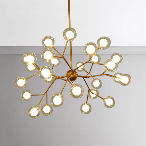 Branching Chandelier Light with Clear Glass Ball Shade Modern Style 9/27 Bulbs Black/White Ceiling Light Fixture Clearhalo 'Ceiling Lights' 'Chandeliers' 'Modern Chandeliers' 'Modern' Lighting' 112868