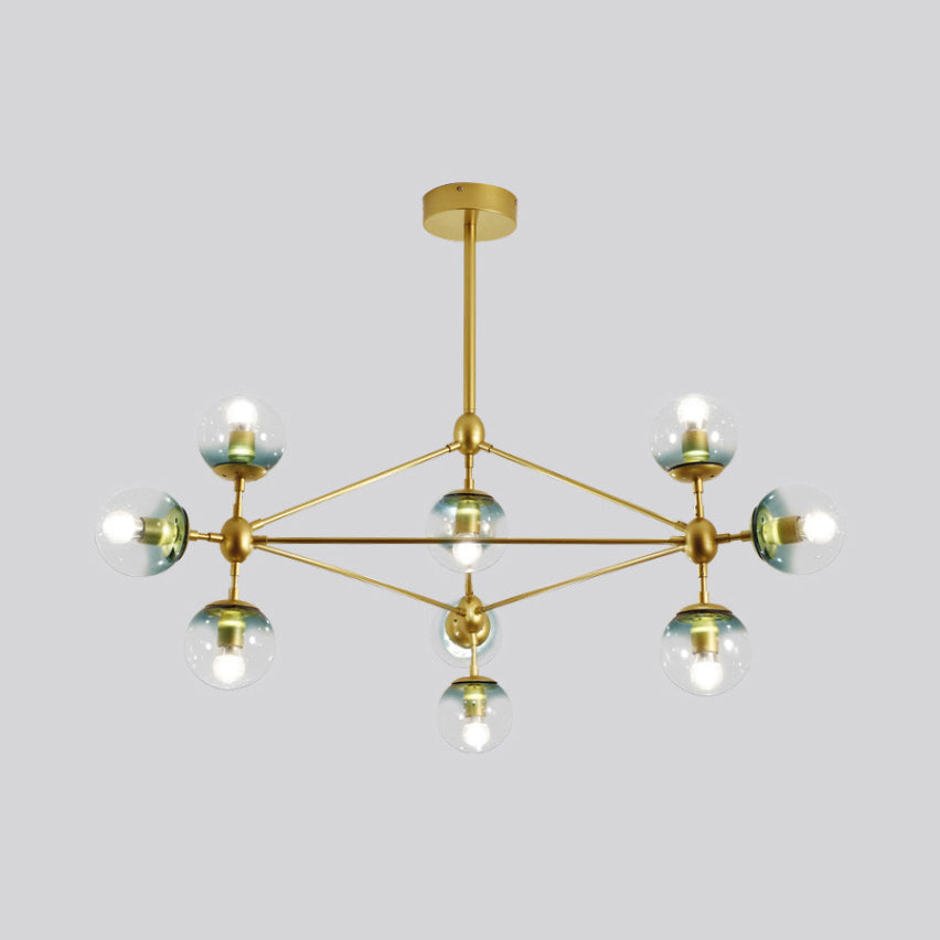 Geometric Chandelier Contemporary Metal 10/15/21 Lights Brass/Gold/Rose Gold Hanging Light for Living Room Clearhalo 'Ceiling Lights' 'Chandeliers' 'Modern Chandeliers' 'Modern' Lighting' 112942