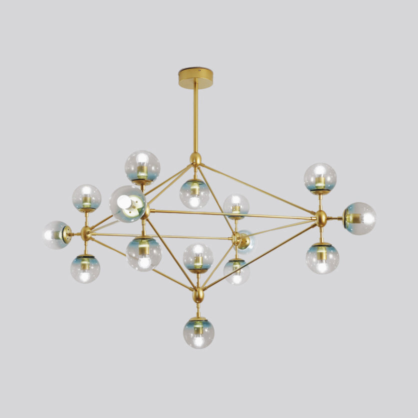 Geometric Chandelier Contemporary Metal 10/15/21 Lights Brass/Gold/Rose Gold Hanging Light for Living Room Clearhalo 'Ceiling Lights' 'Chandeliers' 'Modern Chandeliers' 'Modern' Lighting' 112944