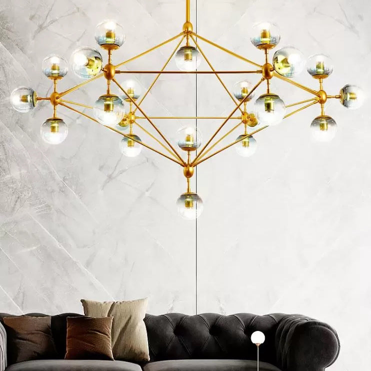 Geometric Chandelier Contemporary Metal 10/15/21 Lights Brass/Gold/Rose Gold Hanging Light for Living Room Clearhalo 'Ceiling Lights' 'Chandeliers' 'Modern Chandeliers' 'Modern' Lighting' 112946