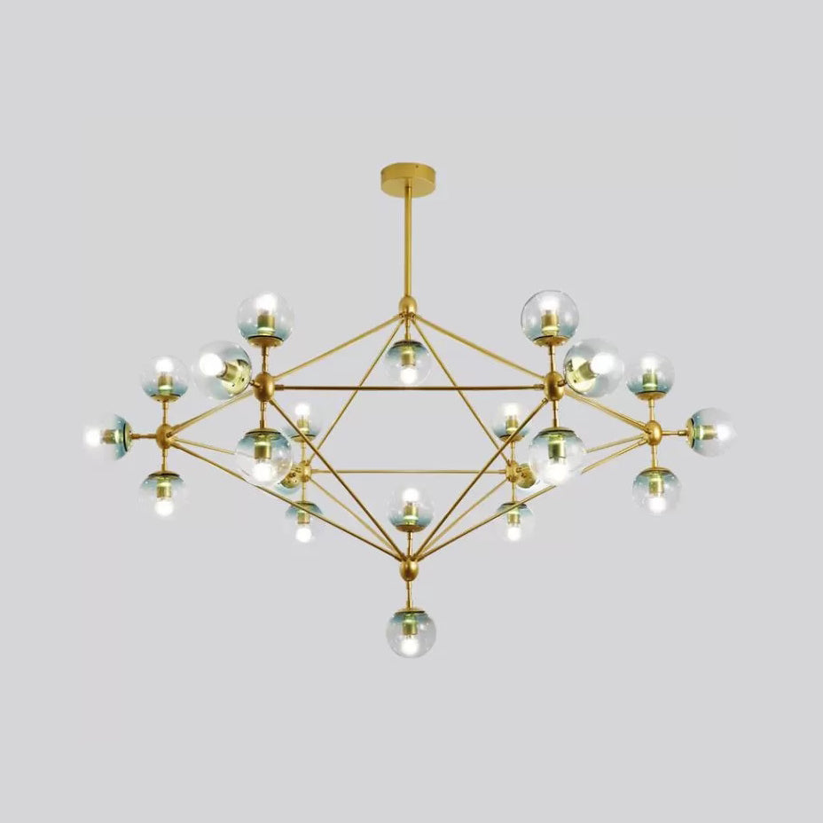 Geometric Chandelier Contemporary Metal 10/15/21 Lights Brass/Gold/Rose Gold Hanging Light for Living Room Clearhalo 'Ceiling Lights' 'Chandeliers' 'Modern Chandeliers' 'Modern' Lighting' 112947