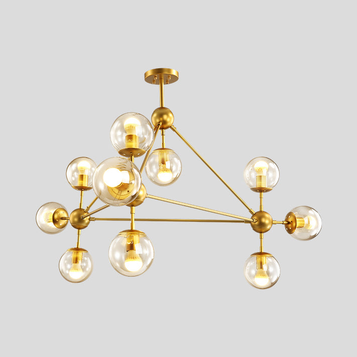 Geometric Chandelier Contemporary Metal 10/15/21 Lights Brass/Gold/Rose Gold Hanging Light for Living Room Clearhalo 'Ceiling Lights' 'Chandeliers' 'Modern Chandeliers' 'Modern' Lighting' 112949