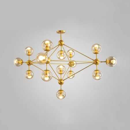 Geometric Chandelier Contemporary Metal 10/15/21 Lights Brass/Gold/Rose Gold Hanging Light for Living Room 15 Gold Clearhalo 'Ceiling Lights' 'Chandeliers' 'Modern Chandeliers' 'Modern' Lighting' 112950