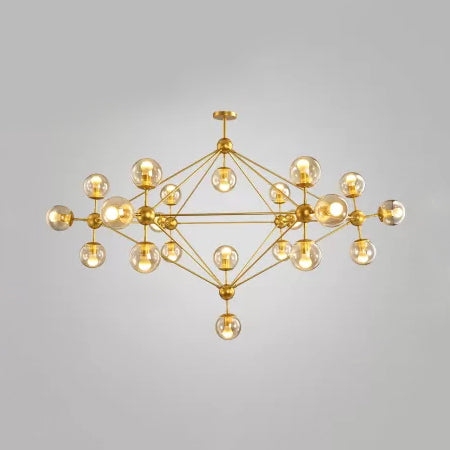 Geometric Chandelier Contemporary Metal 10/15/21 Lights Brass/Gold/Rose Gold Hanging Light for Living Room 21 Gold Clearhalo 'Ceiling Lights' 'Chandeliers' 'Modern Chandeliers' 'Modern' Lighting' 112951