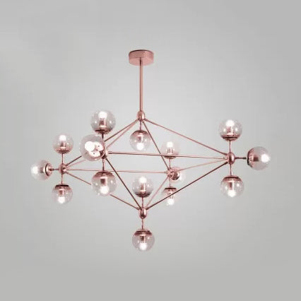 Geometric Chandelier Contemporary Metal 10/15/21 Lights Brass/Gold/Rose Gold Hanging Light for Living Room Clearhalo 'Ceiling Lights' 'Chandeliers' 'Modern Chandeliers' 'Modern' Lighting' 112953