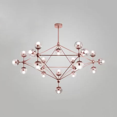 Geometric Chandelier Contemporary Metal 10/15/21 Lights Brass/Gold/Rose Gold Hanging Light for Living Room Clearhalo 'Ceiling Lights' 'Chandeliers' 'Modern Chandeliers' 'Modern' Lighting' 112954