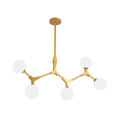 Branch Hanging Lamp Modern Nordic Style Opal Glass 5/6/7 Lights Gold Chandelier Light Clearhalo 'Ceiling Lights' 'Chandeliers' 'Modern Chandeliers' 'Modern' Lighting' 112957