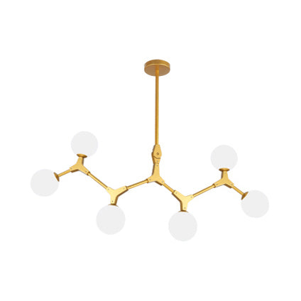 Branch Hanging Lamp Modern Nordic Style Opal Glass 5/6/7 Lights Gold Chandelier Light Clearhalo 'Ceiling Lights' 'Chandeliers' 'Modern Chandeliers' 'Modern' Lighting' 112959