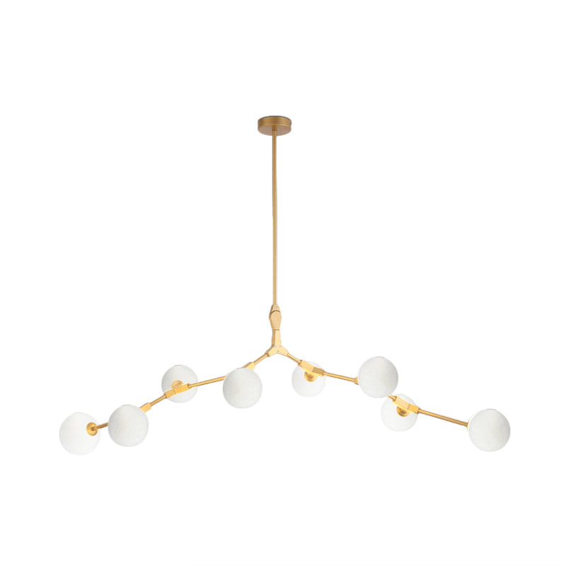 Branch Hanging Lamp Modern Nordic Style Opal Glass 5/6/7 Lights Gold Chandelier Light Clearhalo 'Ceiling Lights' 'Chandeliers' 'Modern Chandeliers' 'Modern' Lighting' 112964