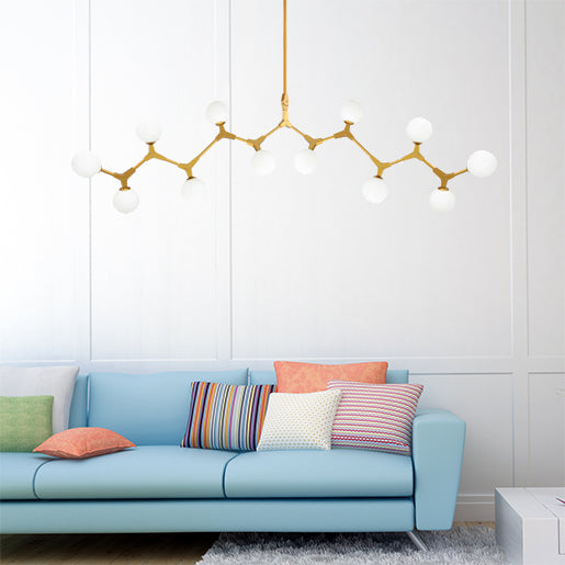 Branch Hanging Lamp Modern Nordic Style Opal Glass 5/6/7 Lights Gold Chandelier Light 12 Gold Clearhalo 'Ceiling Lights' 'Chandeliers' 'Modern Chandeliers' 'Modern' Lighting' 112969