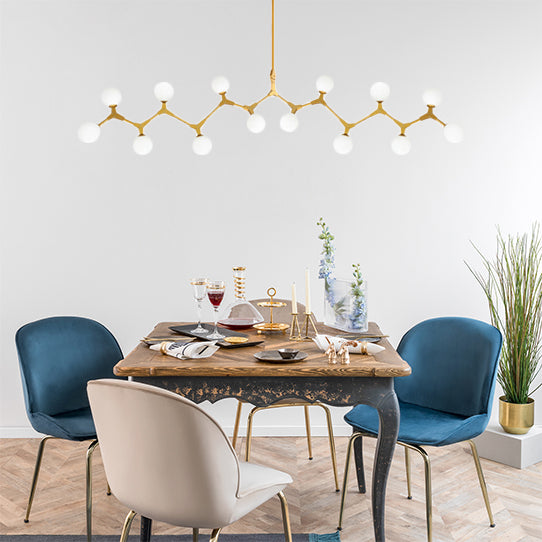 Branch Hanging Lamp Modern Nordic Style Opal Glass 5/6/7 Lights Gold Chandelier Light 14 Gold Clearhalo 'Ceiling Lights' 'Chandeliers' 'Modern Chandeliers' 'Modern' Lighting' 112971