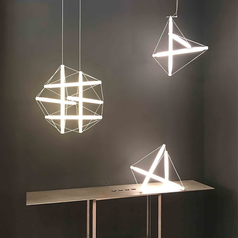 3/6 Lights Hanging Chandelier Contemporary Sliver Hanging Lighting with Geometric Acrylic Shade Clearhalo 'Ceiling Lights' 'Chandeliers' 'Modern Chandeliers' 'Modern' Lighting' 112973