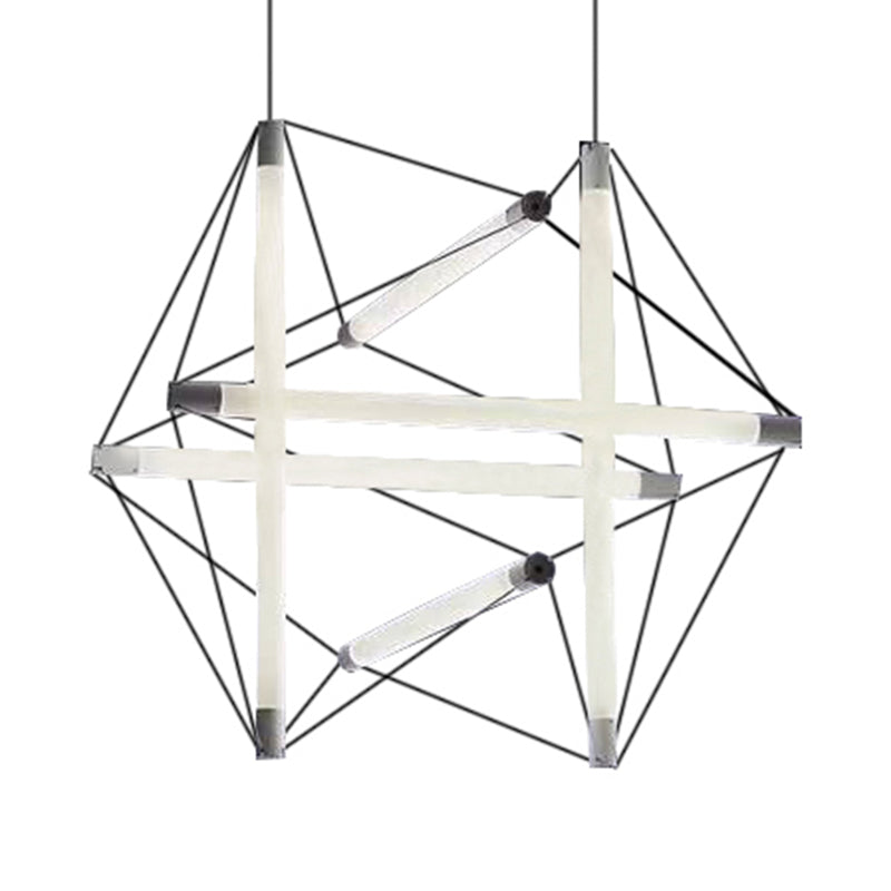 3/6 Lights Hanging Chandelier Contemporary Sliver Hanging Lighting with Geometric Acrylic Shade 6 Silver Clearhalo 'Ceiling Lights' 'Chandeliers' 'Modern Chandeliers' 'Modern' Lighting' 112976